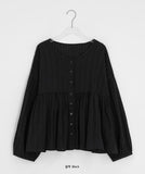 Kentit Stripe Shirring Button Blouse