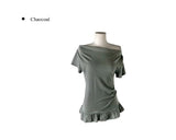 Libby Frill Shirring Off-Shoulder Short Sleeve T-Shirt