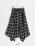 [BAONHAUS] Chemini Check Unbalance Long Skirt