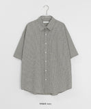 [Unisex] Bitten Check Over Short Sleeve Shirt
