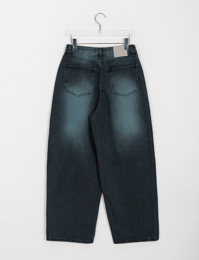 【BAON】Led color washed denim wide pants BAON (バオン) - レッドカラーウォッシュ加工デニムワイドパンツ