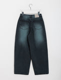 Led color washed denim wide pants