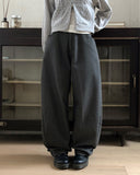 Cookie Stripe Cut Balloon Fit Wide Cotton Long Pants