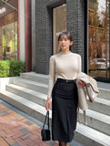 Holly half turtleneck shirring knit