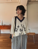 New York color matching v-neck knit