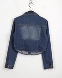 tackle pocket button cropped washed denim shirt