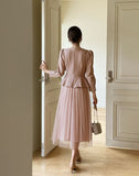 Crete color matching pleated tulle one-piece
