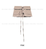 Molder strap layered pleated skirt