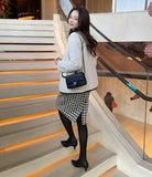 Snowing Color Matching Boucle Double Half Jacket