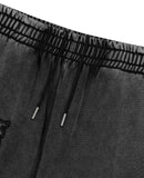 WASHED CUT OFF APPLIQUE SWEAT PANT