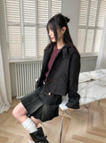 Poltz y2k Pleats Mini Denim Skirt