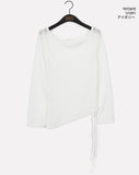 Reugan off-shoulder see-through shirring long-sleeved knitwear
