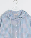[BAONHAUS] Minkol Check Hood Short Sleeve Shirt