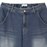 Puffer balloon half-banding denim pants