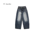 Quart Brushed Deep Blue Denim Washing Wide Pants