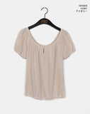 Eveny shirring volume hole short sleeve knit