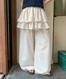 [BAONHAUS] Simbs Linen Tiered Frill Banding Skirt Pants