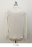 Evette Pearl Tie Puff Blouse