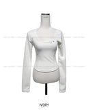 Dart incision u-neck long sleeves
