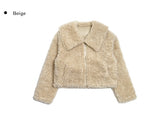 Lanne Shearling Collar Short Fur Jacket