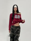 22 Star Print Boat Neck Long Sleeve