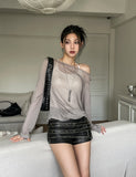 Tenshi see-through shirring drape hoodie
