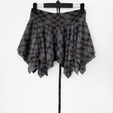 romon checkered unbalanced miniskirt