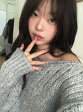 Pogo Openwork Loose Fit One-Shoulder Boat Neck Knit