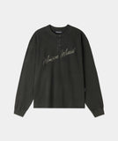 SCRIPT TYPE HENLEY NECK LONG SLEEVE