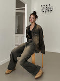Betty Tin Beige Wide Denim Pants