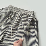 Stripe Loose Fit Folding Wide Banding Seersucker Pants