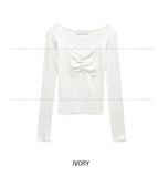 Meloni Ribbed Shirred Long Sleeve