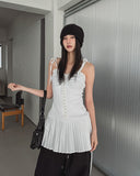 Glare pleated bustier one-piece