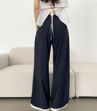 Waist Adjust Rustling Span Best Wide Two-Pin Tuck Slacks Pants