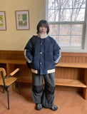 Koori Color Matching Line Padding Jumper