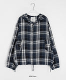 [BAONHAUS] Kironi Check String Hood Zip-Up Jumper
