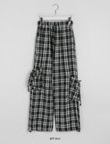 Kyuuna String Banding Wide Ribbon Check Cargo Pants