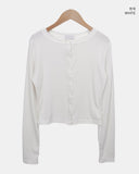 Mien Round Button Long Sleeve Cardigan