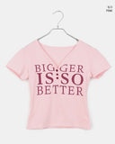 Purit Lettering Button V-Neck Short Sleeve T-Shirt