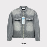 Evergreen cool denim biker jacket