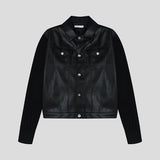 Kurt knit color matching leather jacket