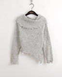 Lawton ribbed diagonal off-shoulder long sleeve knit