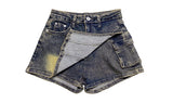 Cite Pocket Washing Mini Skirt Pants