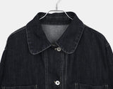 Mizen Collar Pocket Washed Denim Jacket