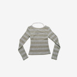 Hidden Stripe Unbalanced Neck T-shirt