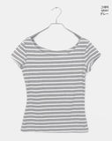 Anzo Stripe Off-Shoulder Short Sleeve T-Shirt