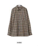 Pocky Button Neck Collar Check Shirt
