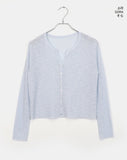 Dudan round rib see-through long sleeve cardigan
