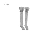 Pokin Lace Ribbed Knee-Long Socks