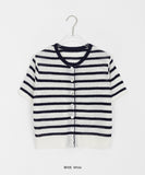 Teno Stripe Crop Short Sleeve Knit Cardigan